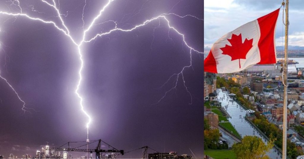 உலகின் மிக உயரமான சி.என் கோபுரத்தை தாக்கிய மின்னல் Lightning Affect